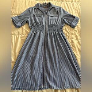 Striped Blue Shirt Dress